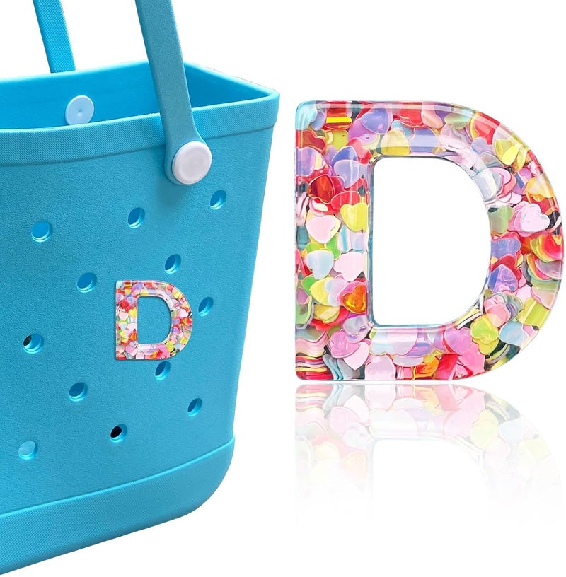 HLUWA Letter Charms for Bogg and Simply Southern Bags - Alphabet Sequin Lettering Accessories, Insert Decorative Letters for Handbag, Beach Tote - Image 1